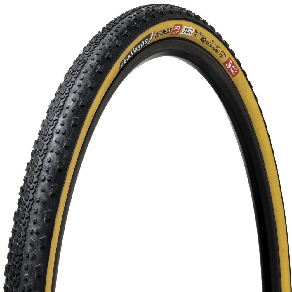 Challenge Getaway HTLR Pro gravel tire, 700x40mm, Black/Tan