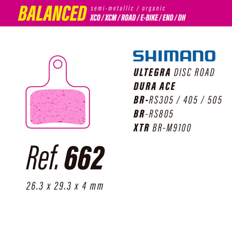 LESS Brake pads model 662 (Shimano 2 piston road, GRX, XTR M9100)