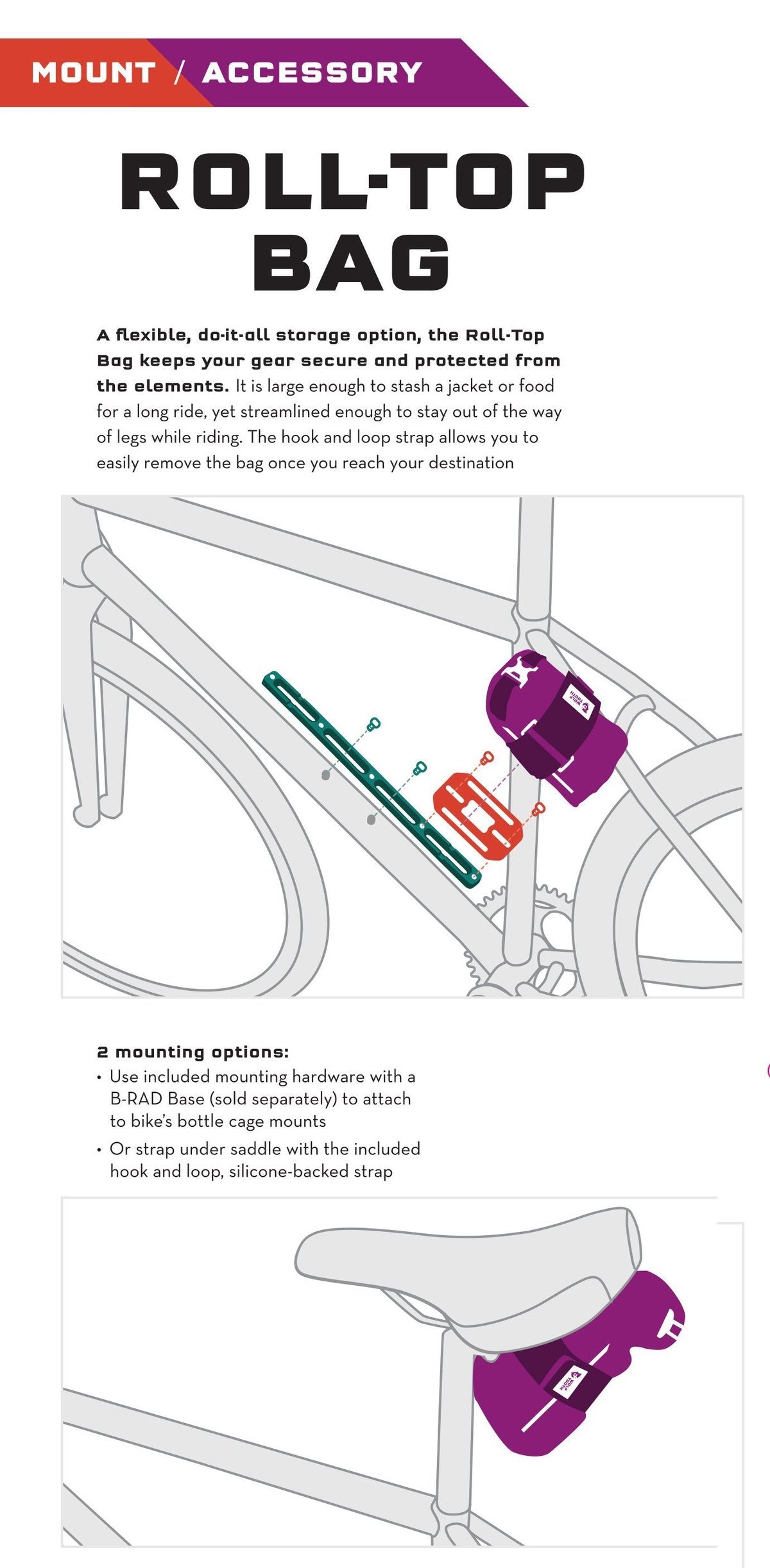 Wolf Tooth Components B-RAD Roll-Top Bag and Strap - RideCX cyclocross store