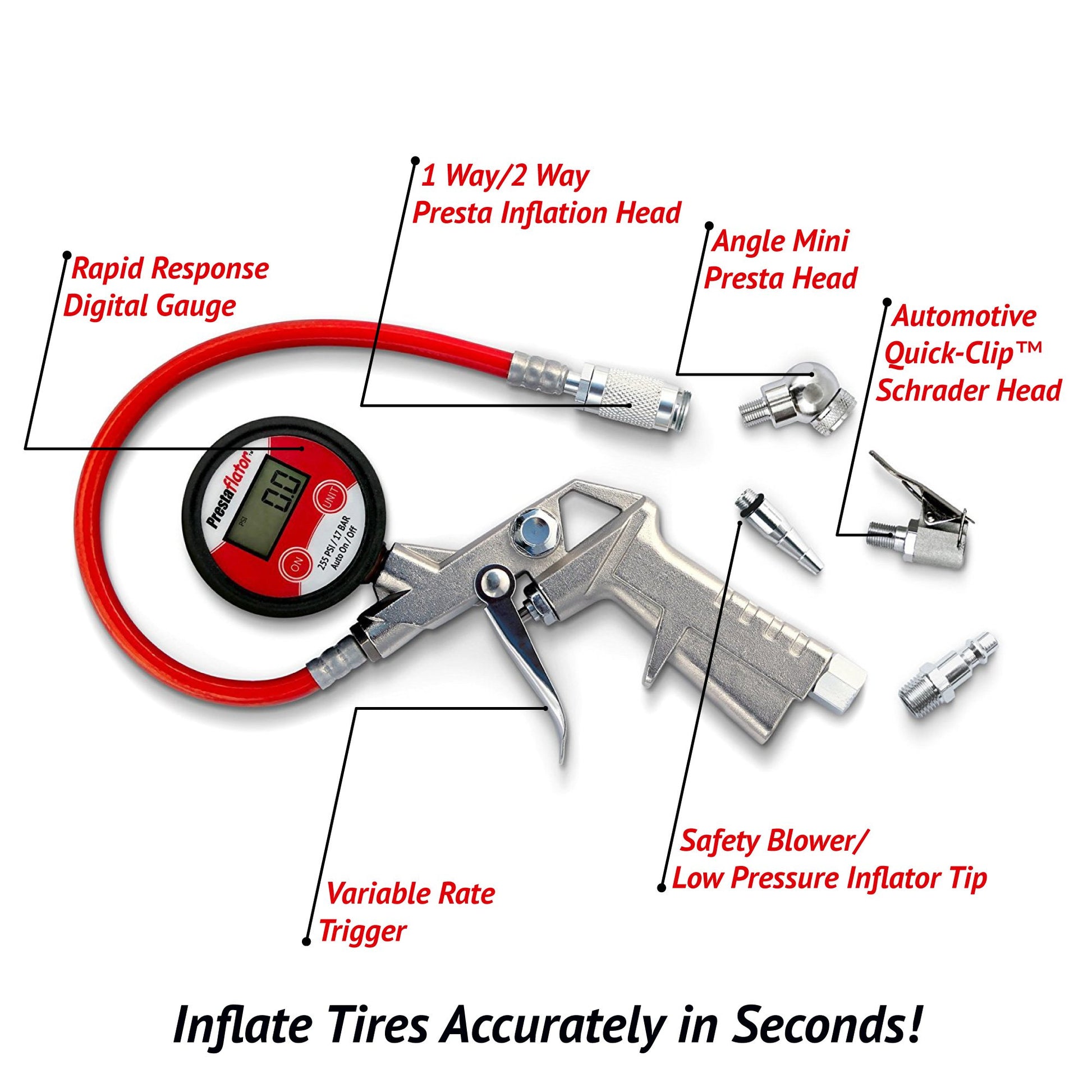 Prestacycle Prestaflator Pro Digital Inflator Compressor Tool - RideCX cyclocross store